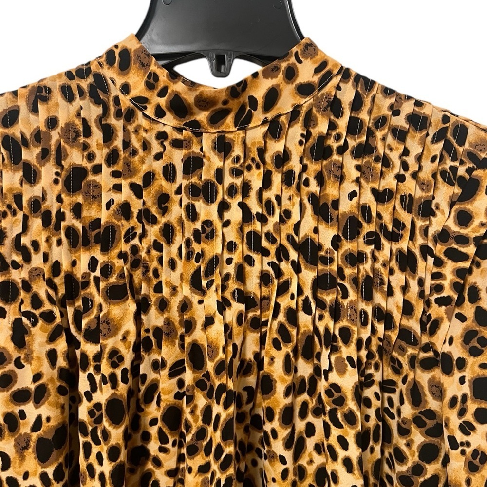 Aritzia Babaton XS Women’s leopard cheetah print long sleeve mock neck pleated - Picture 5 of 7